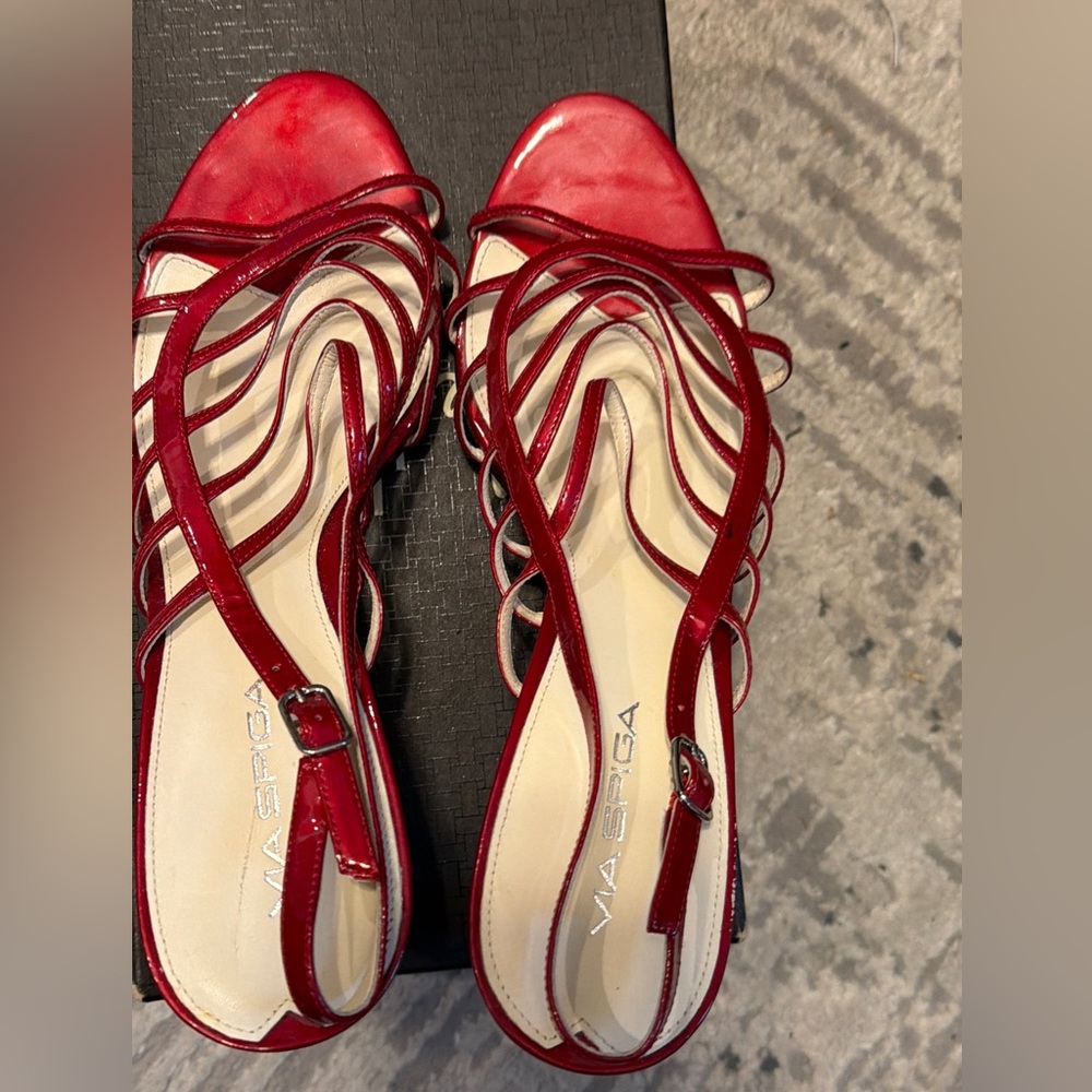 Via Spiga Crimson Strappy Heels
